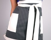 Gray and Cream Checked Full Apron