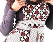 Red Black White Geo Design Full Apron