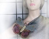Embroidery silk brooch Butterfly