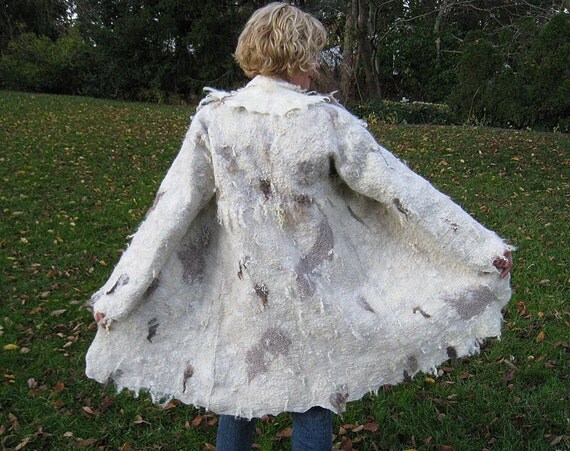 Hand felted wool coat jacket WILD WEST