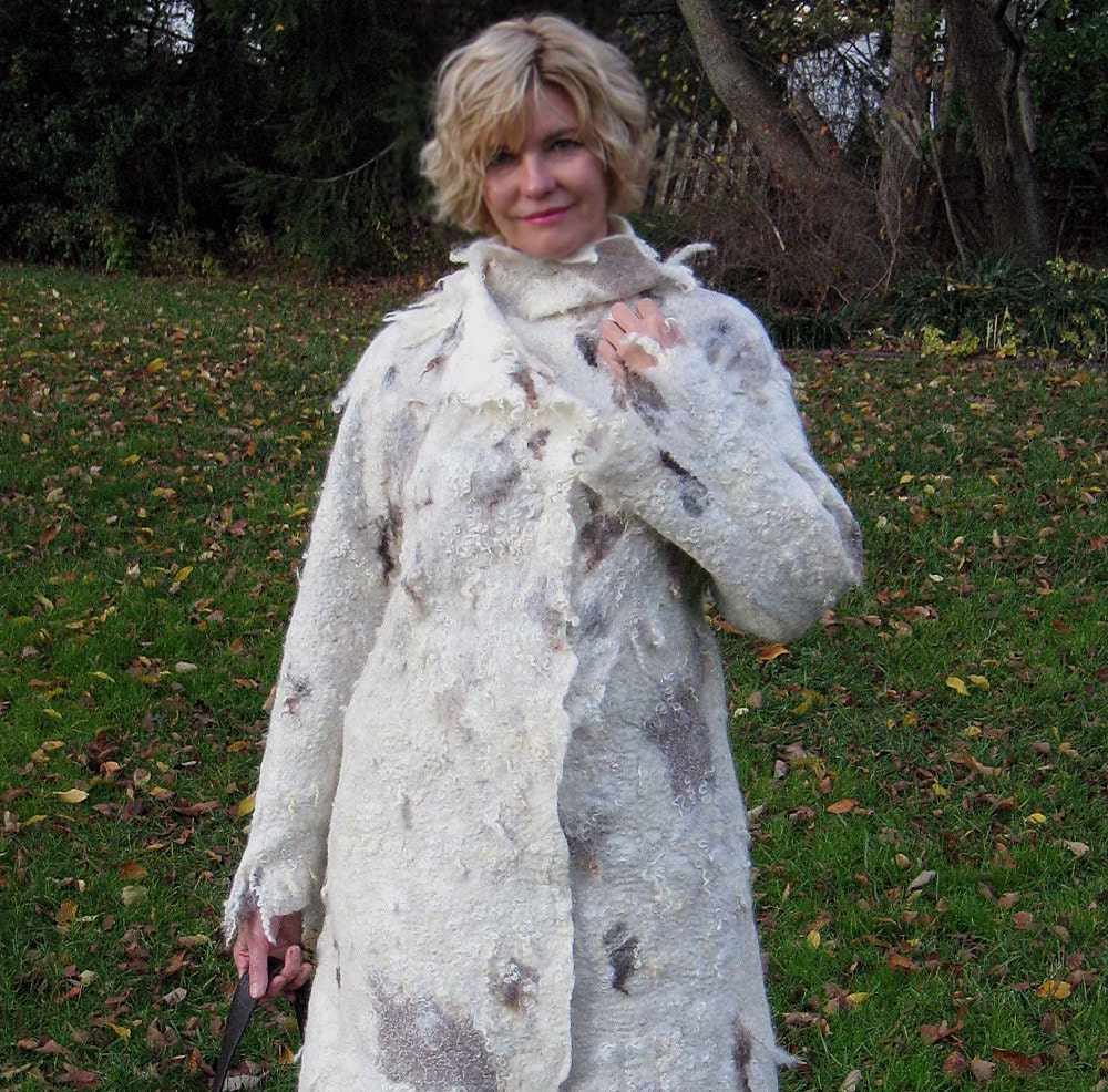 Hand felted wool coat jacket WILD WEST