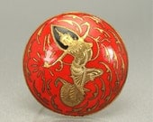 VINTAGE Siam Enamel PIN Orange Brass