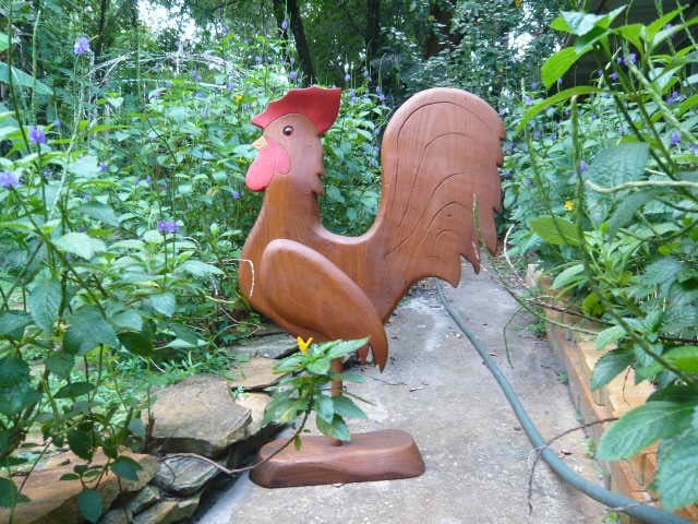 Vintage carved wooden rooster American folk art