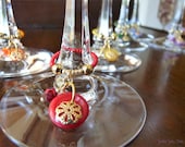 Golden Rainbow Set of six Multicolor Recycled Button Wine Charms
