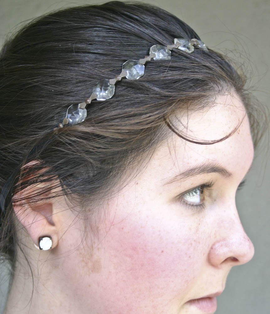 Vintage chandelier crystal tie headband, women hair accessory