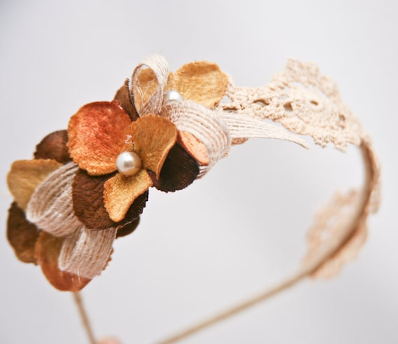 bulap and vintage lace flower headband for women and teens