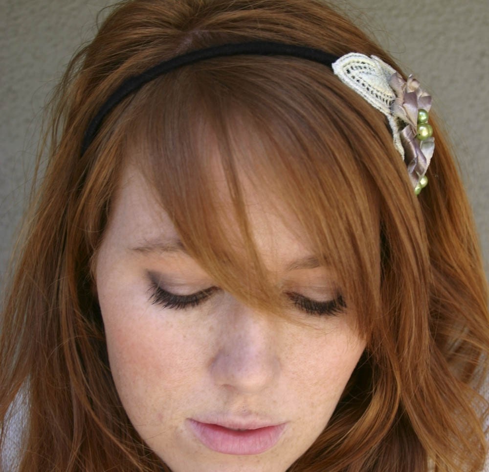hand dyed vintage lace flowers headband