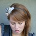 headband of rolled gray and pink roses