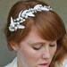Tiara of pearls and vintage glass leaves, bridal headpiece