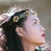 wedding tiara, Rustic bridal wreath in gold and mustard with ribbon ties, woodland wedding