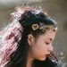 wedding tiara, Rustic bridal wreath in gold and mustard with ribbon ties, woodland wedding