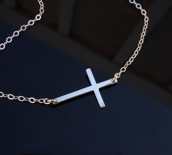 Kelly Ripa  Sideways Cross Necklace in Sterling Silver