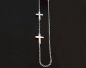 Double Sideways Cross Necklace in Sterling Silver