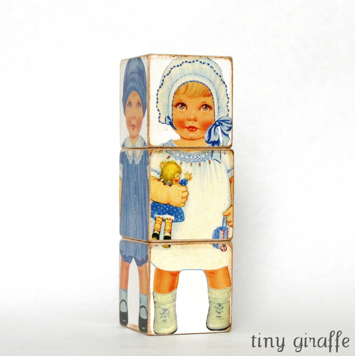 Paper Doll Blocks Babies wood toy blocks stacking toy wooden block puzzle