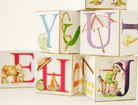 DELUXE Alphabet Wooden Baby Blocks wood toy building blocks eco friendly children toy - set of 12 in two sizes