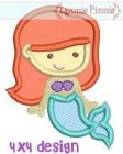 Cute Princess MERMAID Applique 4x4 5x7 6x10 Machine Embroidery Design  Instant Download