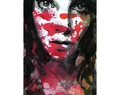 Red Painting Watercolor Print Face 14