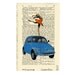 Ballet Dancer Original Painting - Fiat 500 Car Art Mixed Media- Paper Vintage Dictionary made in italy
