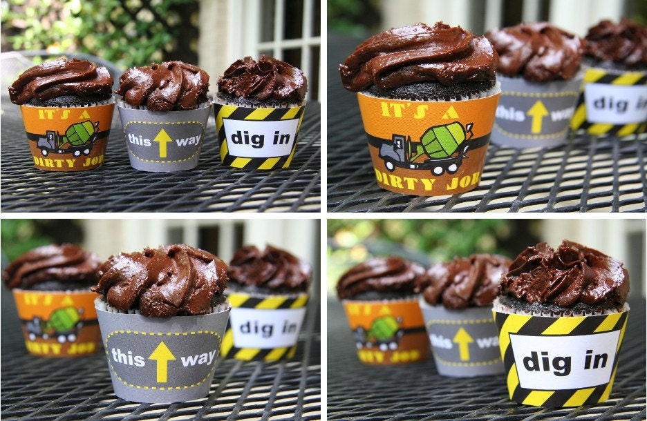 Printable CONSTRUCTION themed cupcake wrappers