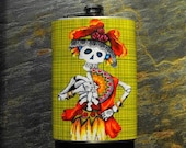 FD305 - Day of the Dead Decorated 8oz. Flask - La Novia