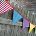 CUSTOM FOR JULIE -- Set of 4, Carnival Birthday Banner, Circus Bunting, Party Flags, Photo Prop - red, yellow, blue, green, orange fabric