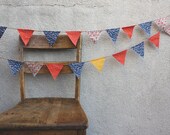 Retro Blue and Orange Pennant Banner Bunting