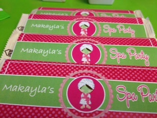 Spa Party Candy wrappers PRINTABLE DIY Customizable