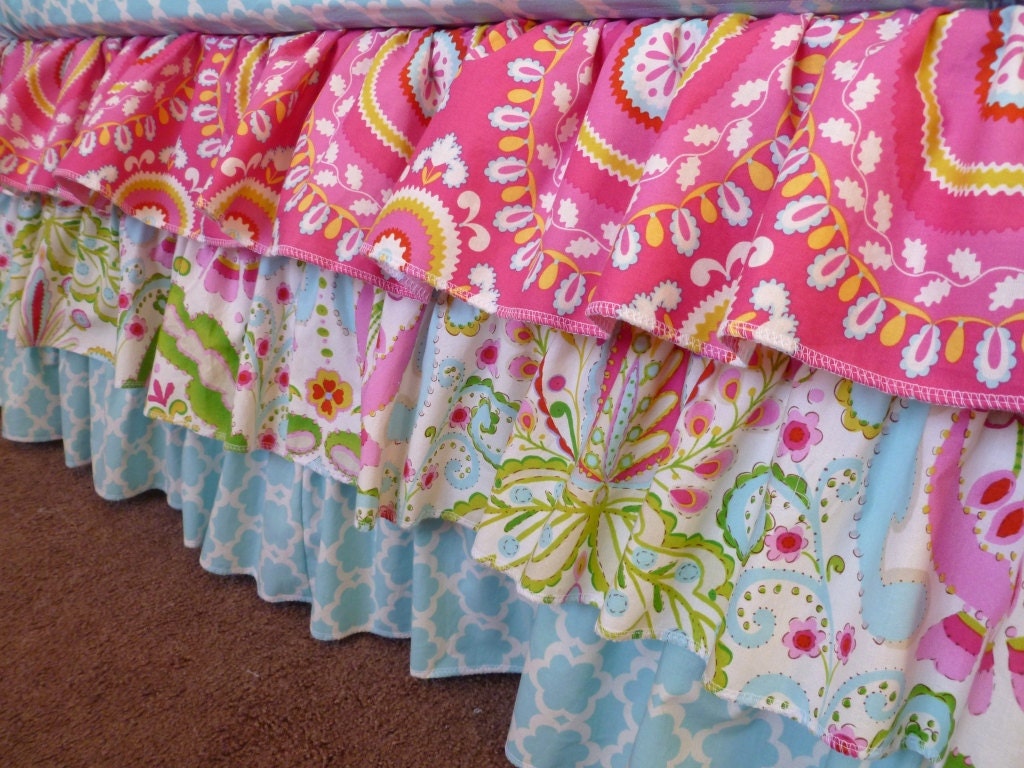 3 Tiered Ruffle Crib Skirt - Your choice of fabrics