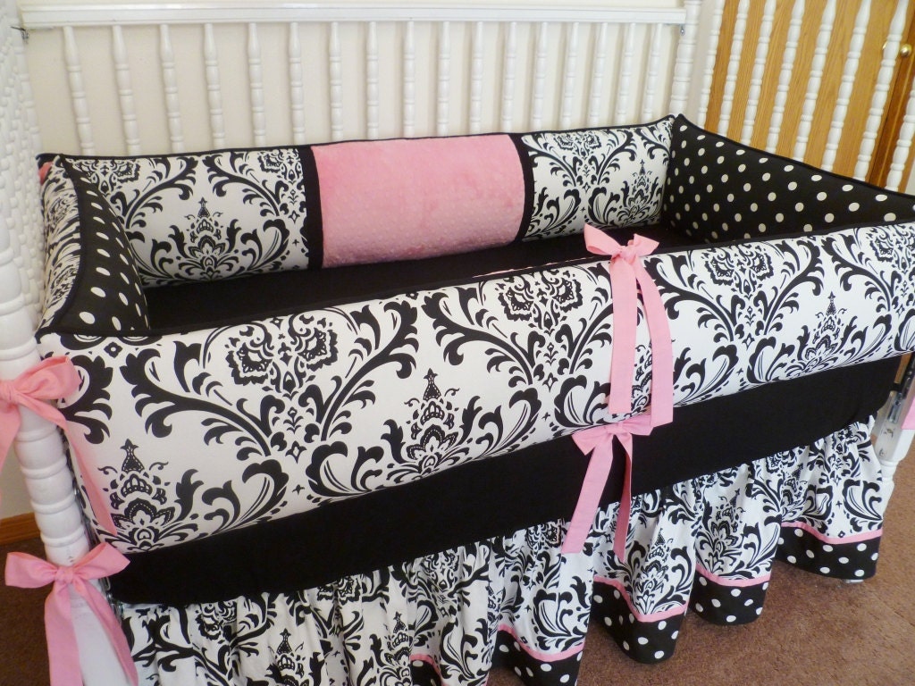 Custom Crib Bedding Set - Damask
