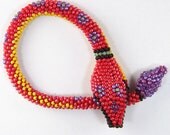 Bead Crochet Red and Purple Rattlesnake Bracelet