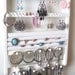 Jewelry Holder, 20 Ring Organizer, Hanging, Earring Organizer, Cabinet Grade White Paint, Maple, Wood, 54-108 Pair, 16 Pegs, Sale.