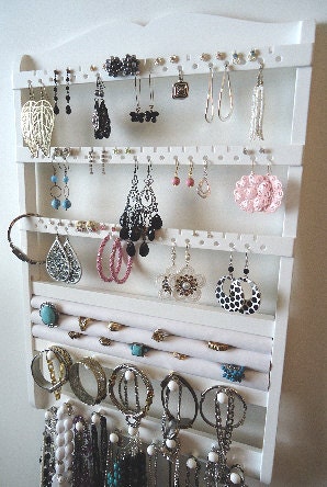 Jewelry ORGANIZER - RING HOLDER, Bracelet Necklace Holder, Cabinet Grade White Semi-Gloss Paint, Boutique Quality & Design, Ready To Ship