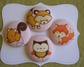 Fox and Friends- Fabric covered button collection- size 60