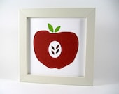 Red Apple Wall Art Print, Home Decor, Kitchen Decor, Green Fruit Poster