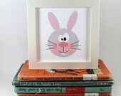 Bunny Rabbit Print, Childrens Art Print, Kids Wall Art, Nursery Decor, Home Decor, Animal Poster, Forest Animal, Woodland Creature