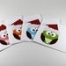 Christmas Owl Greeting Cards, Christmas Cards, Christmas Stationery, Santa Hats, Holiday Greetings, CIJ - set of 8
