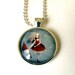 Art Necklace "Livewire" Round 1" Pendant with Chain - Detailed Print of Original Artwork Set Under Real Glass