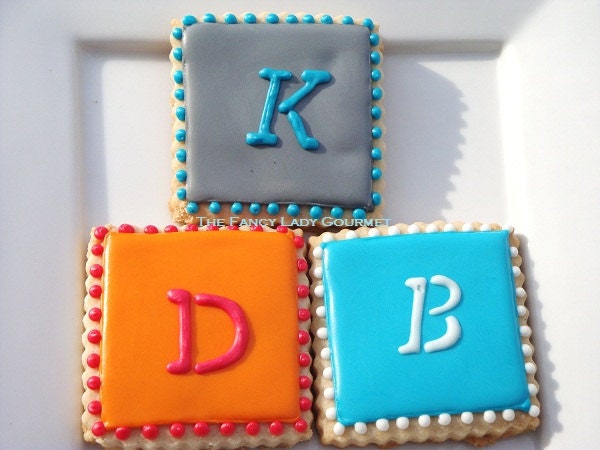 Custom  Modern Monogram Cookies 1 dozen