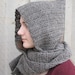 muir wood hooded scarf in brown heather