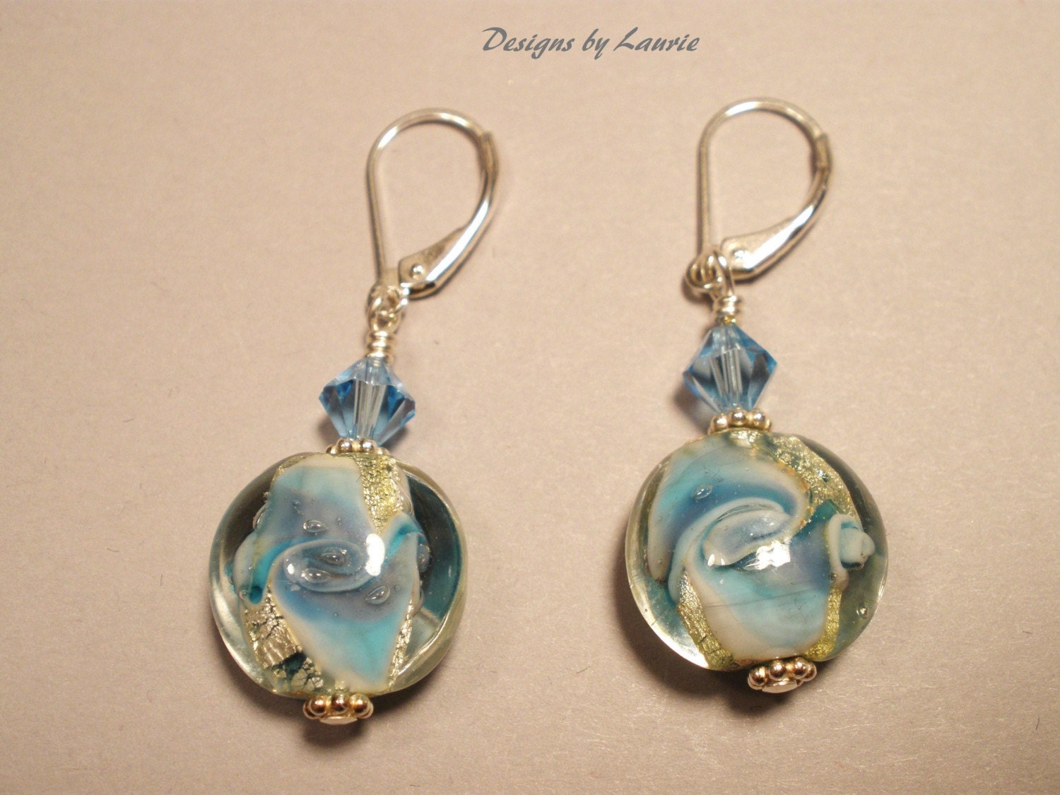 Blue Swirl Lampwork Earrings