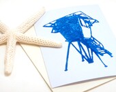 Hand Stamped Notecard - Summer Lifegaurd Tower Design