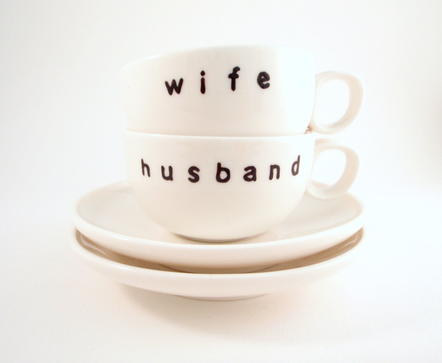 Hand Painted Husband and Wife Espresso Cups and Saucers
