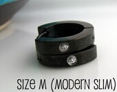 Mens Diamond Earrings CZ - Hip Hop Bling Mens Black Hoop - Earrings for Men (Medium 13mm) (no.135)