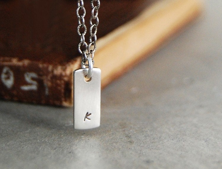 Itsy Bitsy Teeny Weeny  Modern Initial Tag Necklace - Personalized with Lowercase Letters