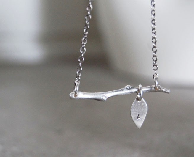 The Original Just One Family Tree Initial Necklace - Personalized Custom Lower Case Initial on One Leaf