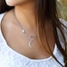 Mini Crescent Moon and Stars Necklace- Handcut Modern Silver Crescent Moon Shape with Three Tiny Stars