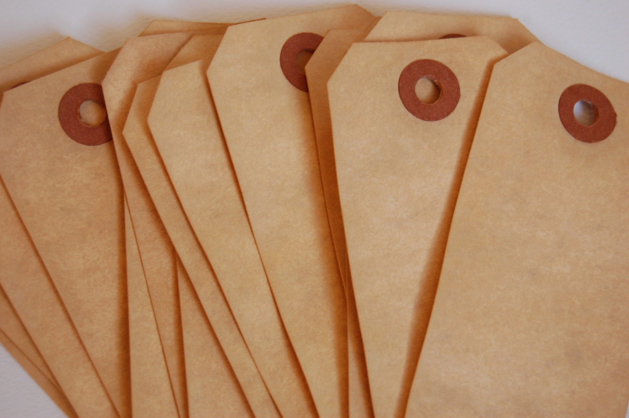 15 Medium Tea Stained Manilla Shipping Tags 3 3/4 x 1 7/8