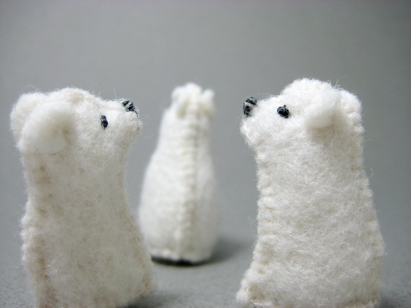 Tiny Felt Polar Bear Family
