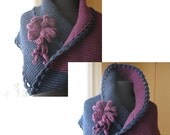 Hand knit Purple and Blue Shrug Plus Size - halloween fall fashion knitting sweater cowl sapphire virgo libra thanksgiving