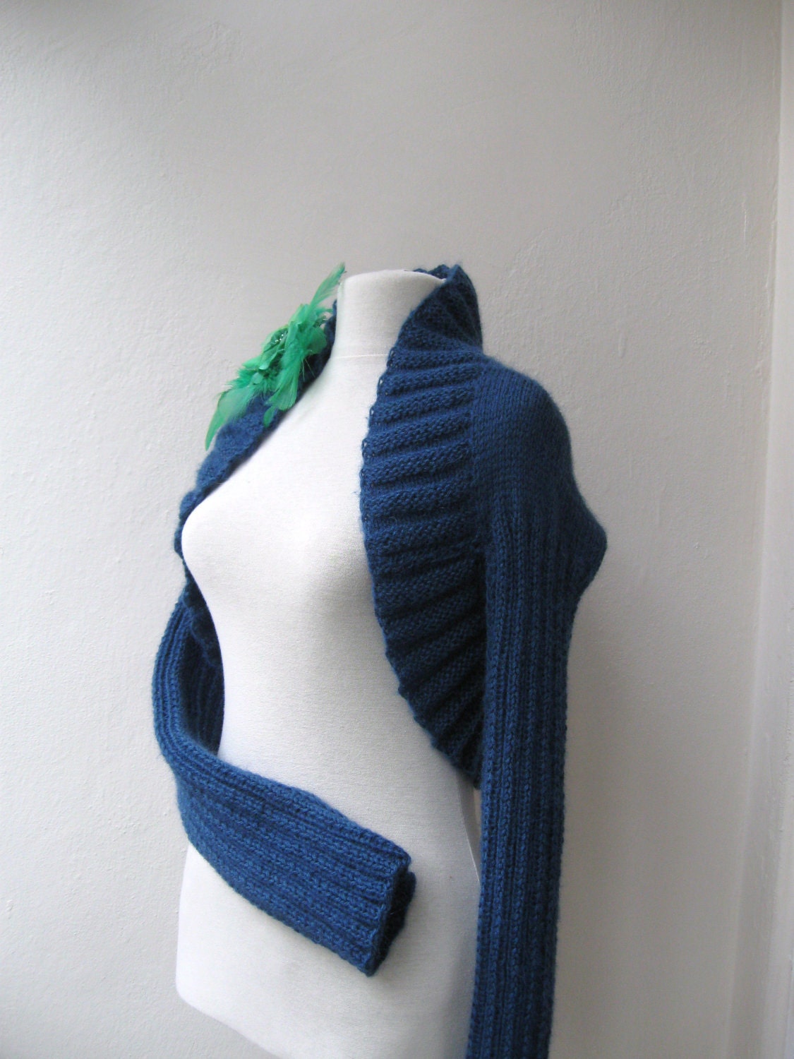 Knit shrug bolero jacket - Saphire blue mohair - long sleeves - EXPRESS SHIPPING - Fall Fashion